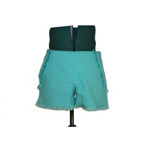 Trina Turk Pants - Trina Turk Aqua Fringe Tweed Shorts – Size 0 NWT Retail $145